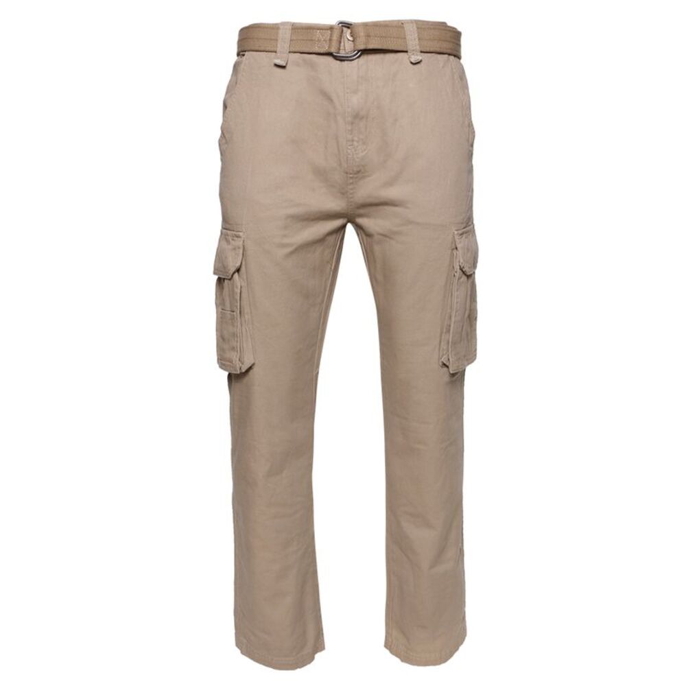 Mens Cargo Camo Pants Button Multi Pocket Cotton Army Regular Fit Khaki